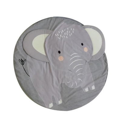 Round gray elephant design baby play mat in cotton by Stevvex ST15BY58960WASDI on Tampa Home & Garden Store