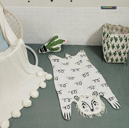 Elephant design baby play mat, white cotton with glasses print, Stevvex ST15BY58960WASDI on Tampa Home & Garden Store