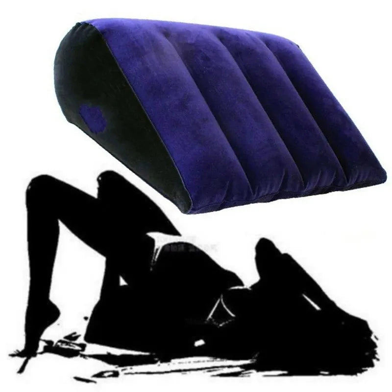 Inflatable wedge pillow plush blue velvet cover with adjustable support cushion UpTrend Deals on Tampa Home & Garden Store