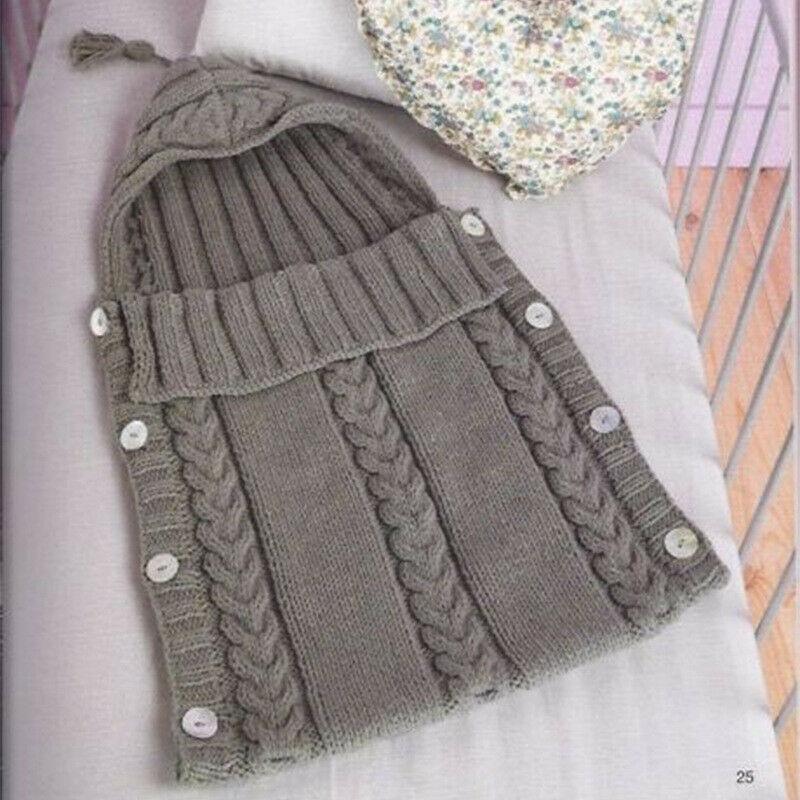 Newborn swaddle wrap gray knitted with hood and buttoned sides on Tampa Home & Garden Store