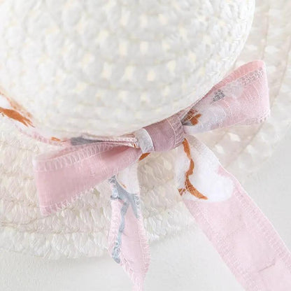 Luxury Modern Bow Print Dress With Hat For Baby