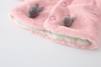 Princess baby girls pink thick plush cloak coat with floral accents and white lining Stevvex on Tampa Home & Garden Store