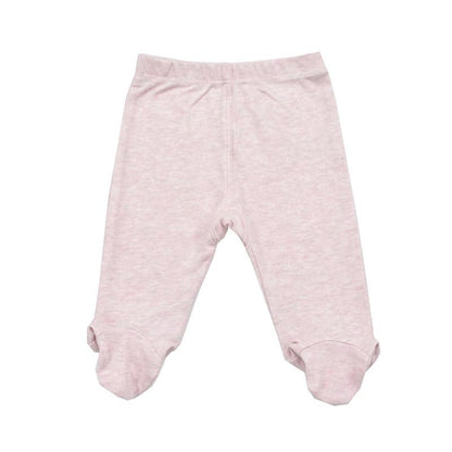 Baby footed cotton trousers pink heather 0-18 months Stevvex unisex newborn pants on Tampa Home & Garden Store
