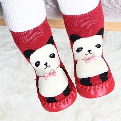Stevvex newborn indoor sock shoes red cotton baby socks with panda faces and rubber soles on Tampa Home & Garden Store
