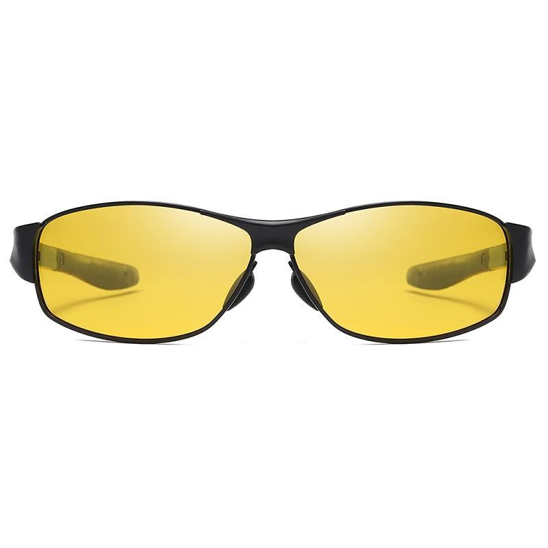 Stevvex polarized square sunglasses with yellow UV400 lenses, black frame, unisex on Tampa Home & Garden Store