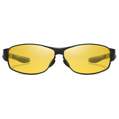 Stevvex polarized square sunglasses with yellow UV400 lenses, black frame, unisex on Tampa Home & Garden Store