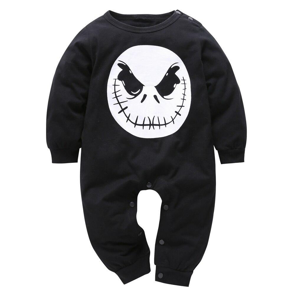 Stevvex baby romper long sleeve black sleepwear with white circular graphic on front on Tampa Home & Garden Store
