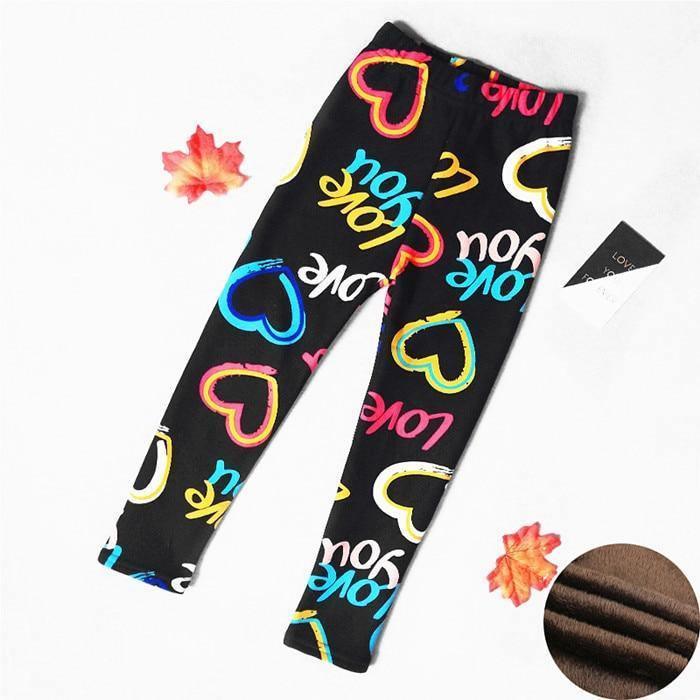 Stevvex baby girls leggings black thick knit with colorful heart and love pattern on Tampa Home & Garden Store