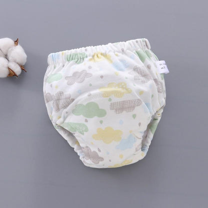 Stevvex Baby Training Pants Cloth Diaper with 6-layer gauze cover, pastel cloud print on Tampa Home & Garden Store