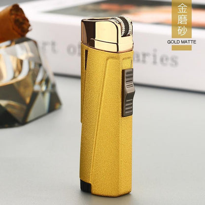 Lighter Stevvex gold matte triple-torch with textured metal body and side grip on Tampa Home & Garden Store
