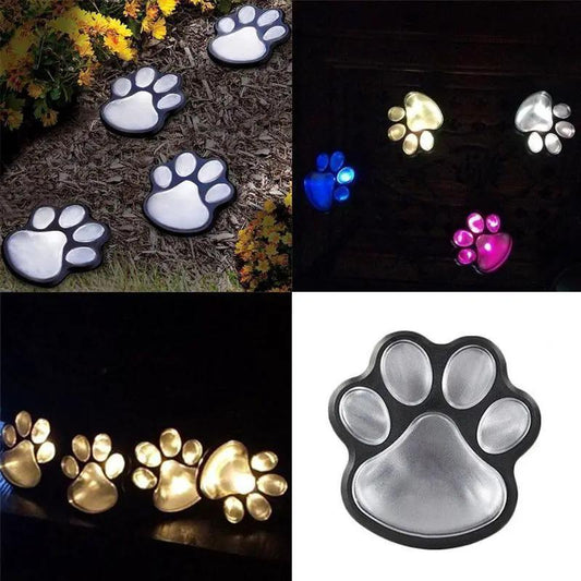 Led Solar Paw Lights for Garden Pathway 4 Pack