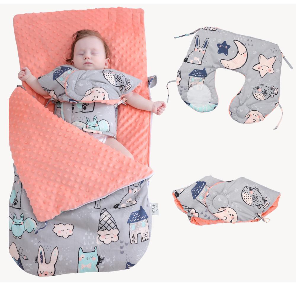 Stevvex newborn envelope cocoon swaddle in gray animal print with peach lining, 3-piece set on Tampa Home & Garden Store