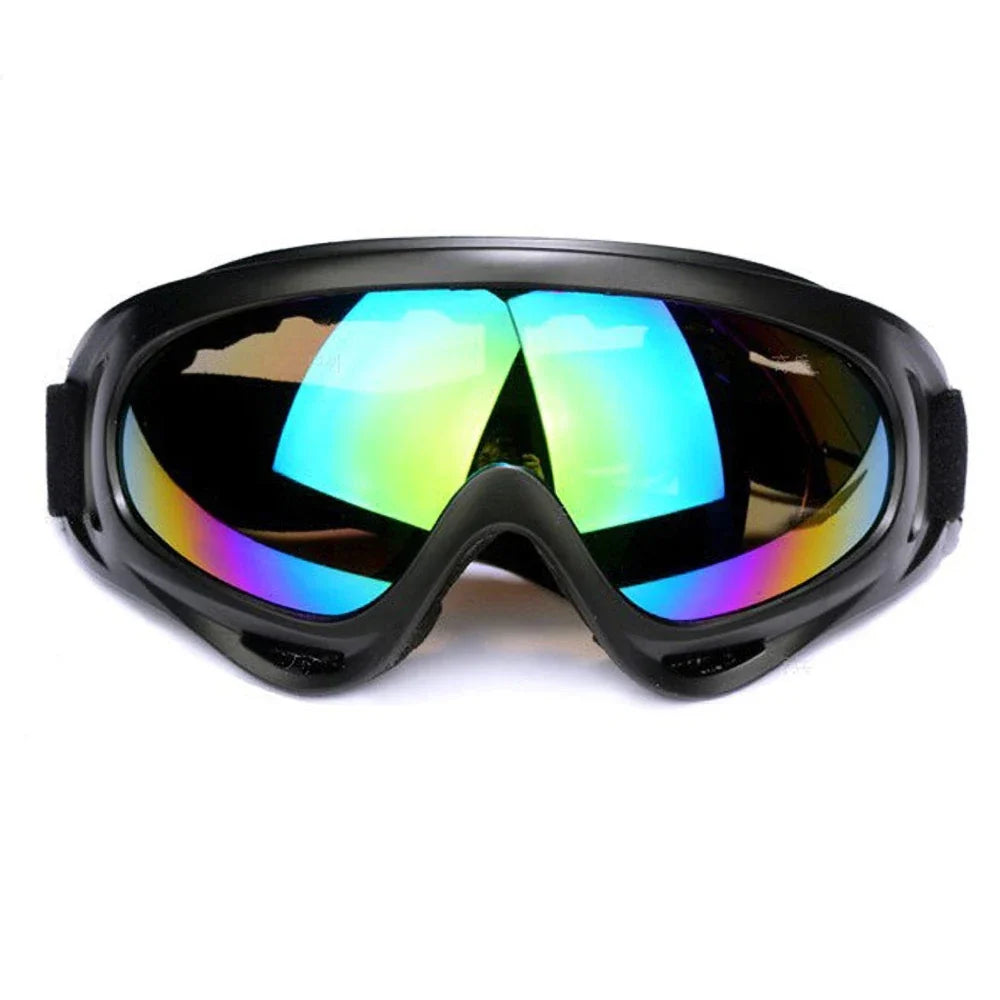 Motorcycle goggles safety anti-UV with black frame and mirrored windproof dustproof lenses on Tampa Home & Garden Store