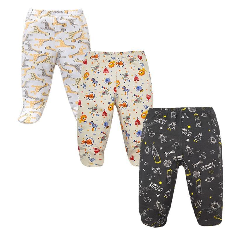 3pcs baby pants set 100% cotton Stevvex in prints: giraffe pattern circus animals space motifs on Tampa Home & Garden Store