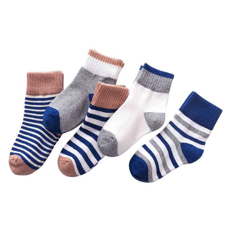 Stevvex 5-pair baby boys winter socks cotton breathable striped and solid designs for kids on Tampa Home & Garden Store