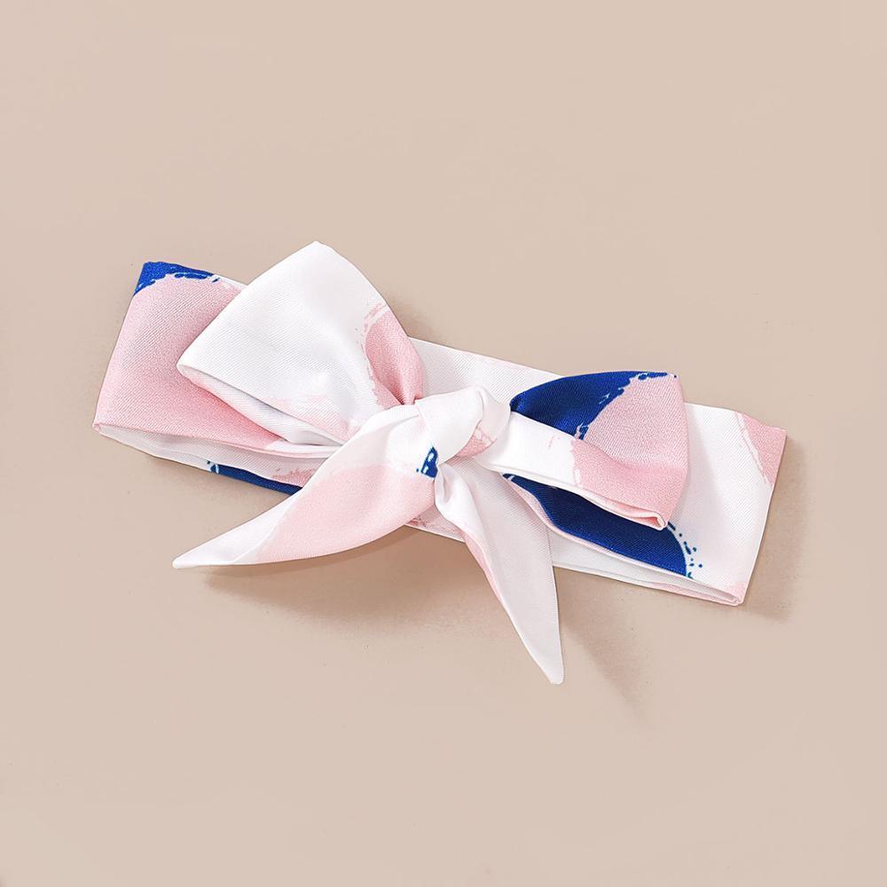 Baby headband bowknot accessory in pink white blue abstract print Stevvex brand on Tampa Home & Garden Store