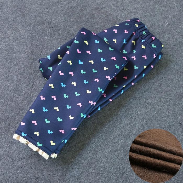 Kids thick navy leggings with multicolor small polka shapes and fleece-lined cuffs Stevvex on Tampa Home & Garden Store