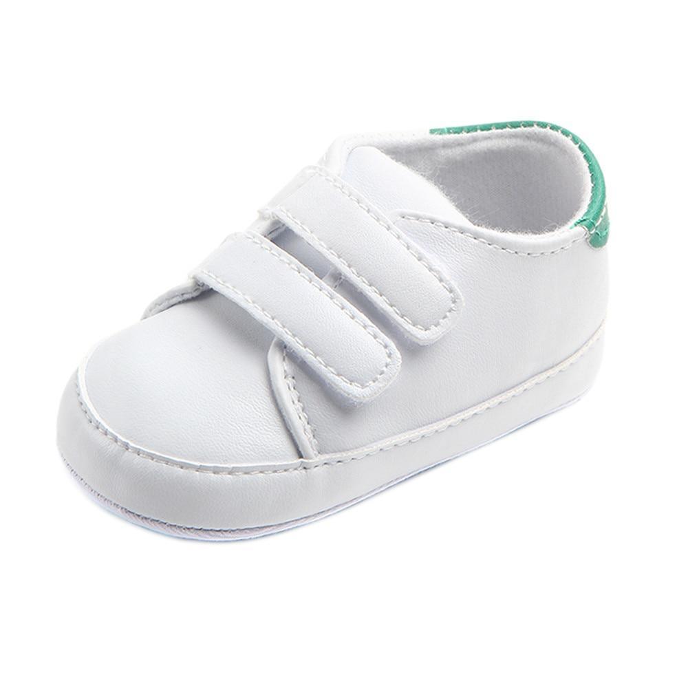White leather baby shoes with double Velcro straps by Stevvex for first steps toddler sneaker on Tampa Home & Garden Store