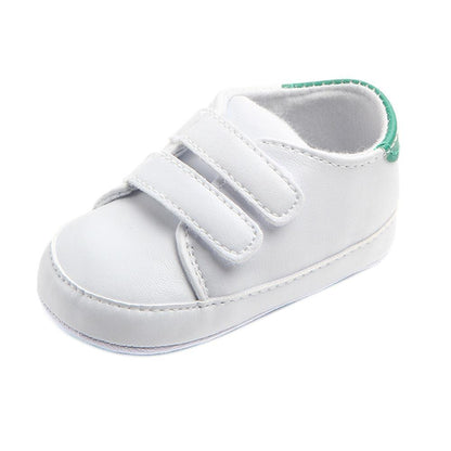 White leather baby shoes with double Velcro straps by Stevvex for first steps toddler sneaker on Tampa Home & Garden Store