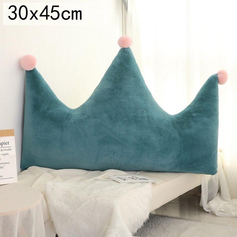 Nordic crown nursing pillow in teal with pink pompoms, 30x45cm, Stevvex on Tampa Home & Garden Store