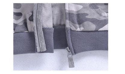 Stevvex baby hoodie cotton camouflage with zipper and ribbed hem grey tones on Tampa Home & Garden Store