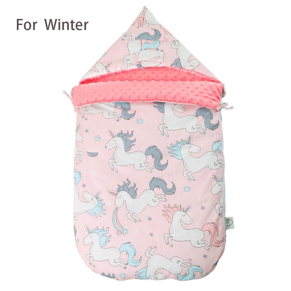 Stevvex newborn unicorn print swaddle cocoon sleeping bag in pink with hooded top on Tampa Home & Garden Store