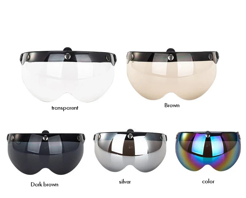 Universal 3-Snap Visor for Open-Face Helmet by BikerZoneZ; five visors on Tampa Home & Garden Store