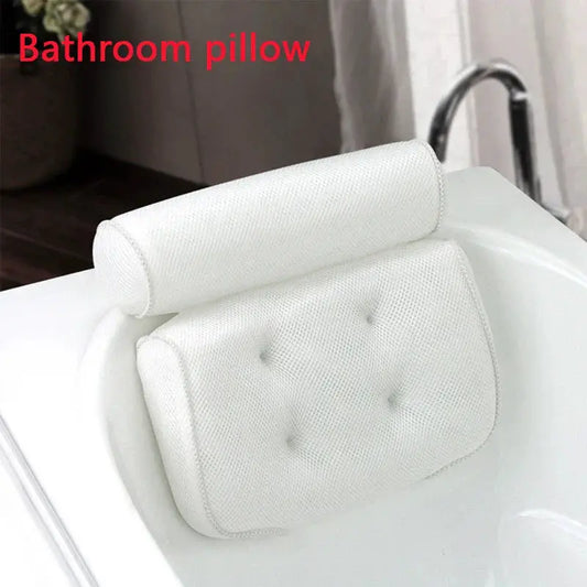 3D mesh bath pillow with backrest in white, suction cups VIP Digital Presence on Tampa Home & Garden Store