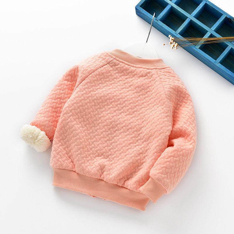 Winter baby warm cotton coat for children in peach quilted fabric with ribbed cuffs on Tampa Home & Garden Store