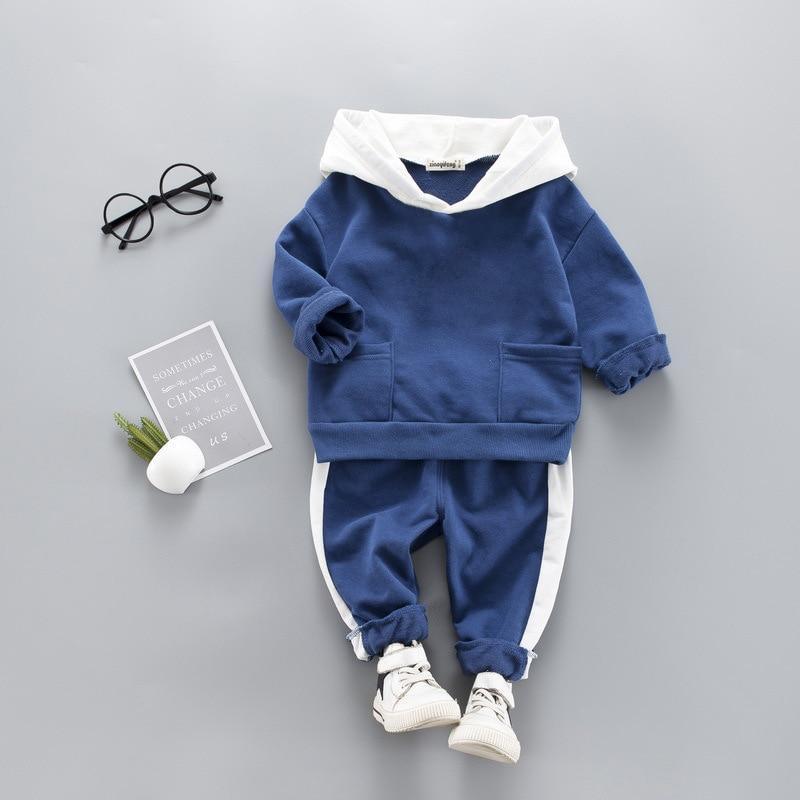 2pc baby boy winter hoodie and pants outfit in navy blue with white hood Stevvex on Tampa Home & Garden Store