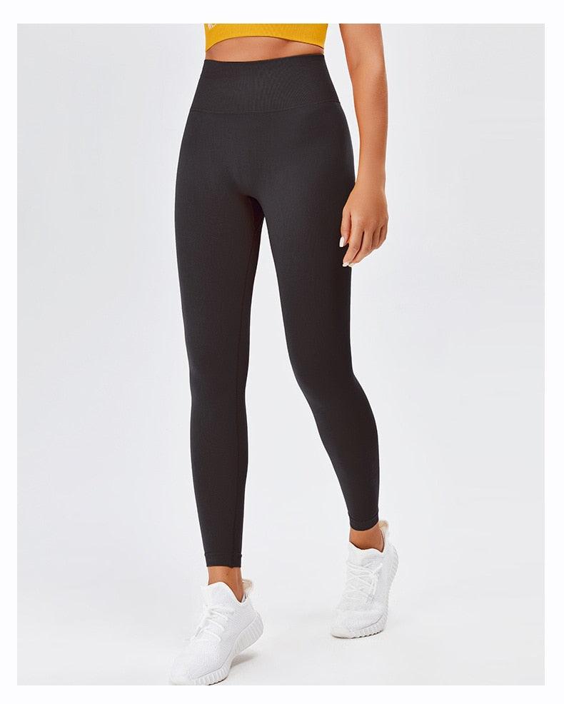 Stevvex Yoga high waist push up seamless leggings, black, full-length, lightweight stretch on Tampa Home & Garden Store