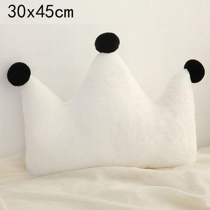 Stevvex white plush crown nursing pillow for babies with black pom toppers on Tampa Home & Garden Store