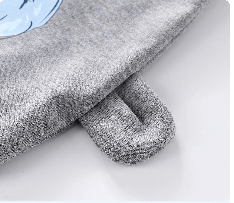 Stevvex baby pants gray heather knit with blue bear design, ribbed cuffs for newborns on Tampa Home & Garden Store