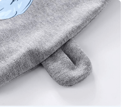 Stevvex baby pants gray heather knit with blue bear design, ribbed cuffs for newborns on Tampa Home & Garden Store