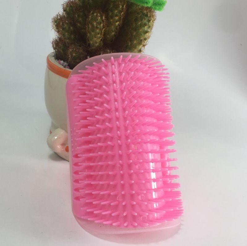 Pink silicone cat massager brush with soft bristles for grooming Stevvex HM98PB223DGT on Tampa Home & Garden Store