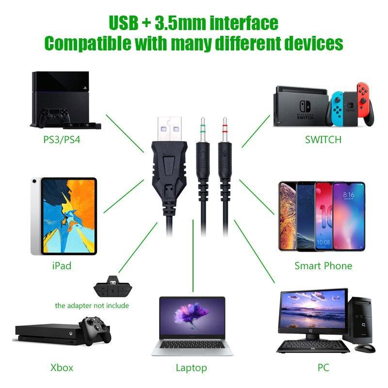 Stevvex LED wired gaming headset USB 3.5mm with mic for laptop PC PS4 Switch phones black on Tampa Home & Garden Store
