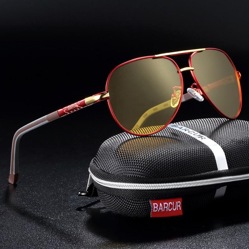 Stevvex night driving sunglasses, red-gold aviator frame, UV400 lenses on Tampa Home & Garden Store