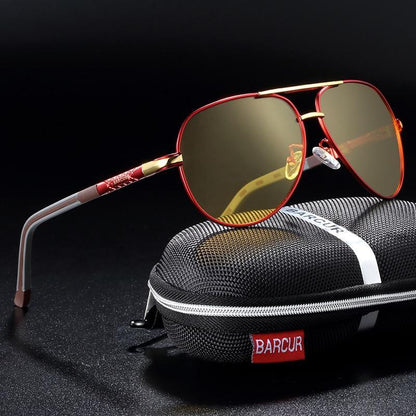 Stevvex night driving sunglasses, red-gold aviator frame, UV400 lenses on Tampa Home & Garden Store