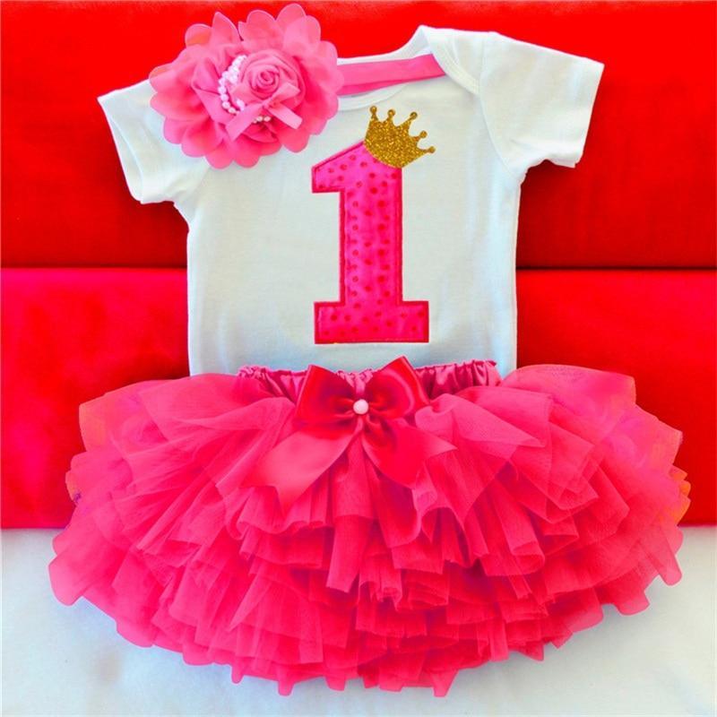 Unicorn tutu dress set for baby girl with white onesie, pink 1, crown, pink tutu, pink flower headband on Tampa Home & Garden Store