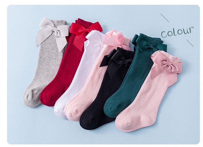 Baby girls knee socks by Stevvex with large lace bows in soft cotton stretchable color set on Tampa Home & Garden Store