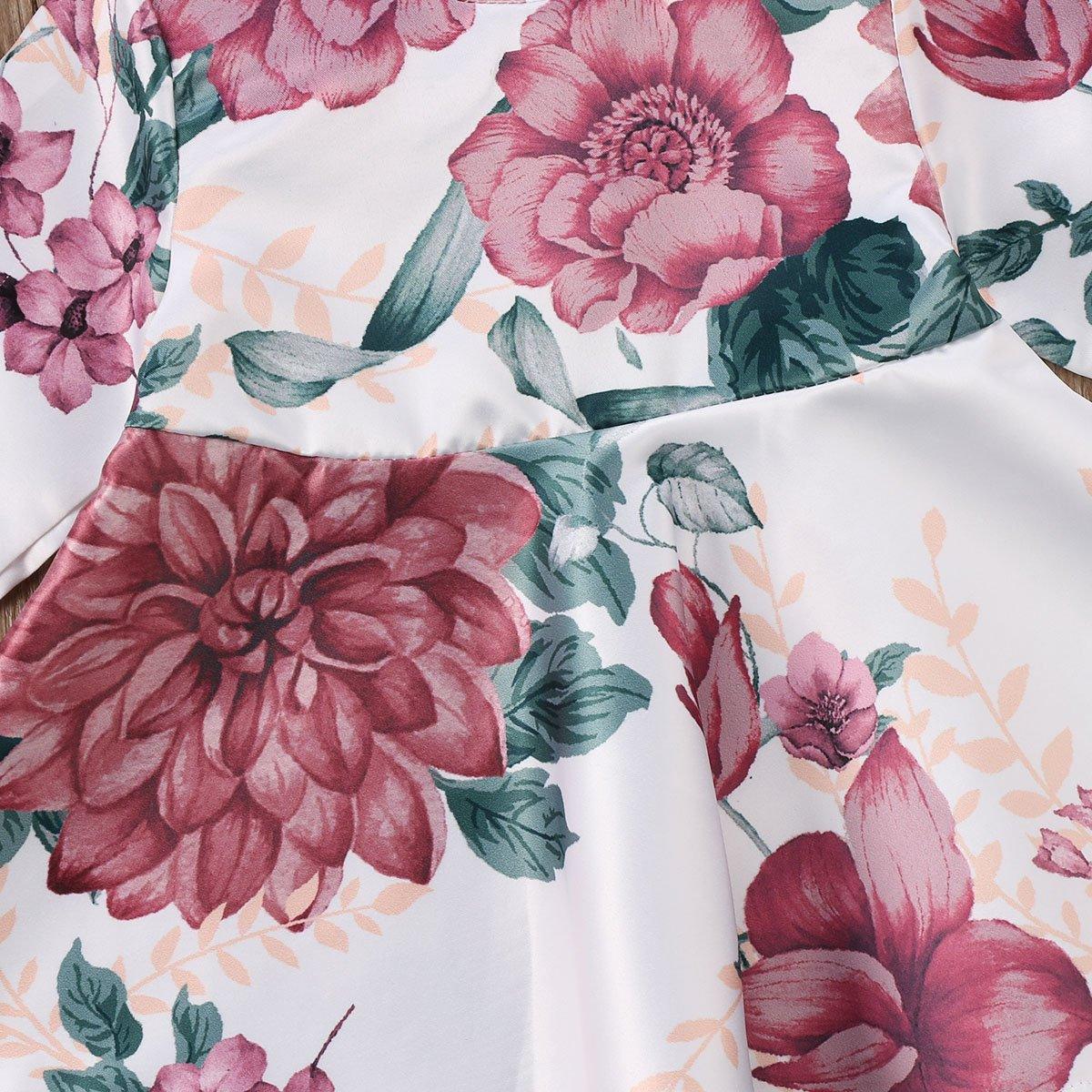 Stevvex newborn baby girl floral dress with pink blossoms and green leaves on white on Tampa Home & Garden Store