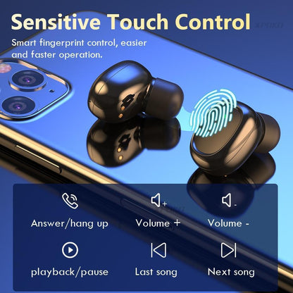 Stevvex wireless in-ear headphones with touch control, black finish, Bluetooth 5.0 on Tampa Home & Garden Store