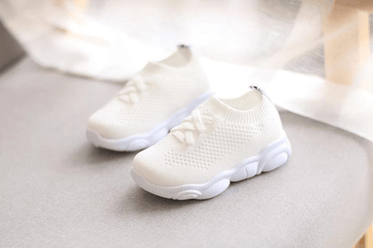 Stevvex white knit baby sneakers with lace closure and soft anti-slip sole pair on Tampa Home & Garden Store