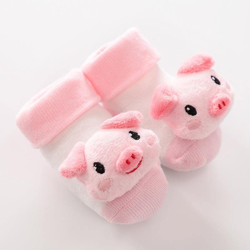Stevvex baby non-slip cotton socks with pink pig face plush, pair for newborns and toddlers on Tampa Home & Garden Store