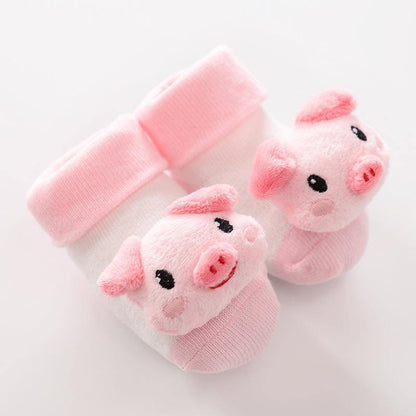 Stevvex baby non-slip cotton socks with pink pig face plush, pair for newborns and toddlers on Tampa Home & Garden Store