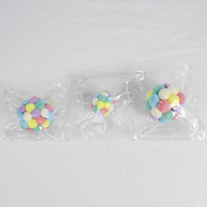 Stevvex plush cat toy balls, pastel multicolor pom-poms, 3-pack in clear bags on Tampa Home & Garden Store