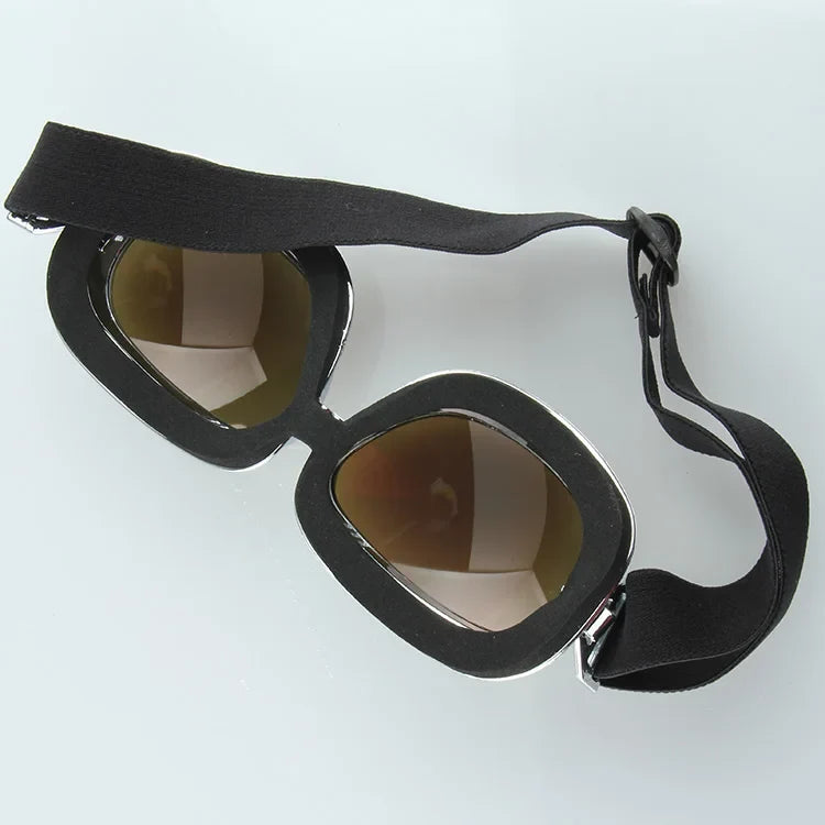 Motorcycle Goggles BikerZoneZ vintage windproof, black frame, brown UV lenses on Tampa Home & Garden Store