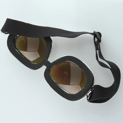 Motorcycle Goggles BikerZoneZ vintage windproof, black frame, brown UV lenses on Tampa Home & Garden Store