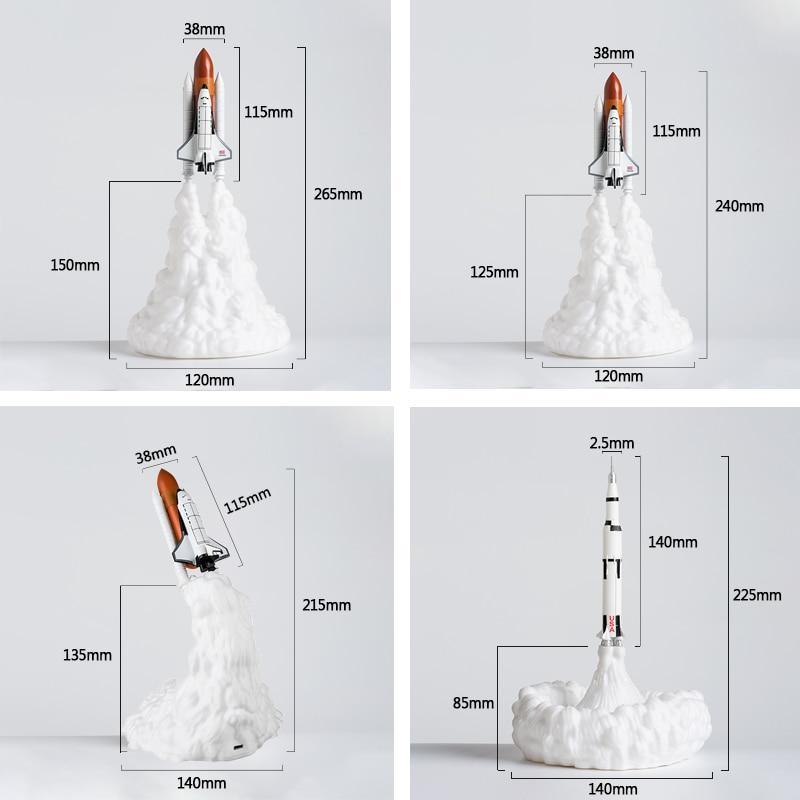 Stevvex Space Shuttle Lamp night light on white cloud base with orange nose rocket; four sizes on Tampa Home & Garden Store