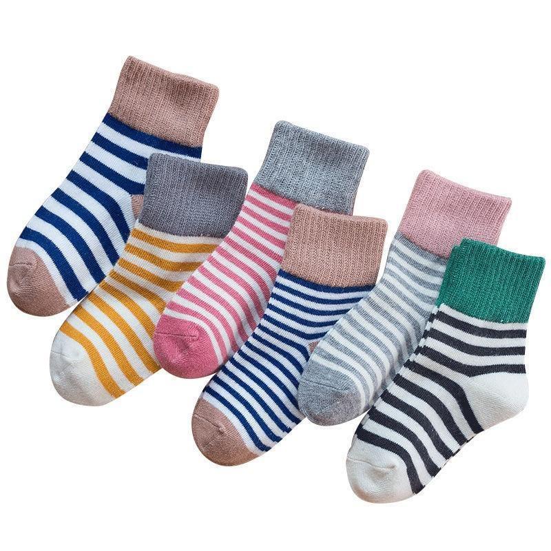 Baby boys striped cotton winter socks set, 5-pair, Stevvex breathable colors on Tampa Home & Garden Store